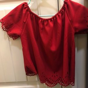 Red Off the Shoulder Blouse